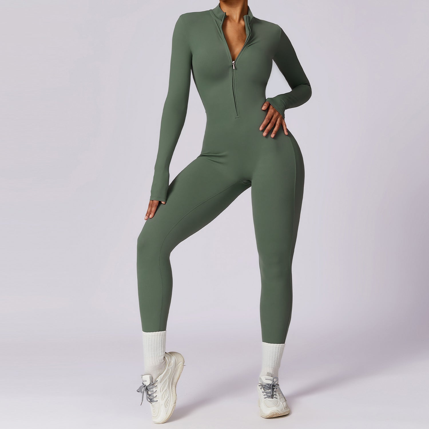 TruShape Light weight zipper front fitted jumpsuit